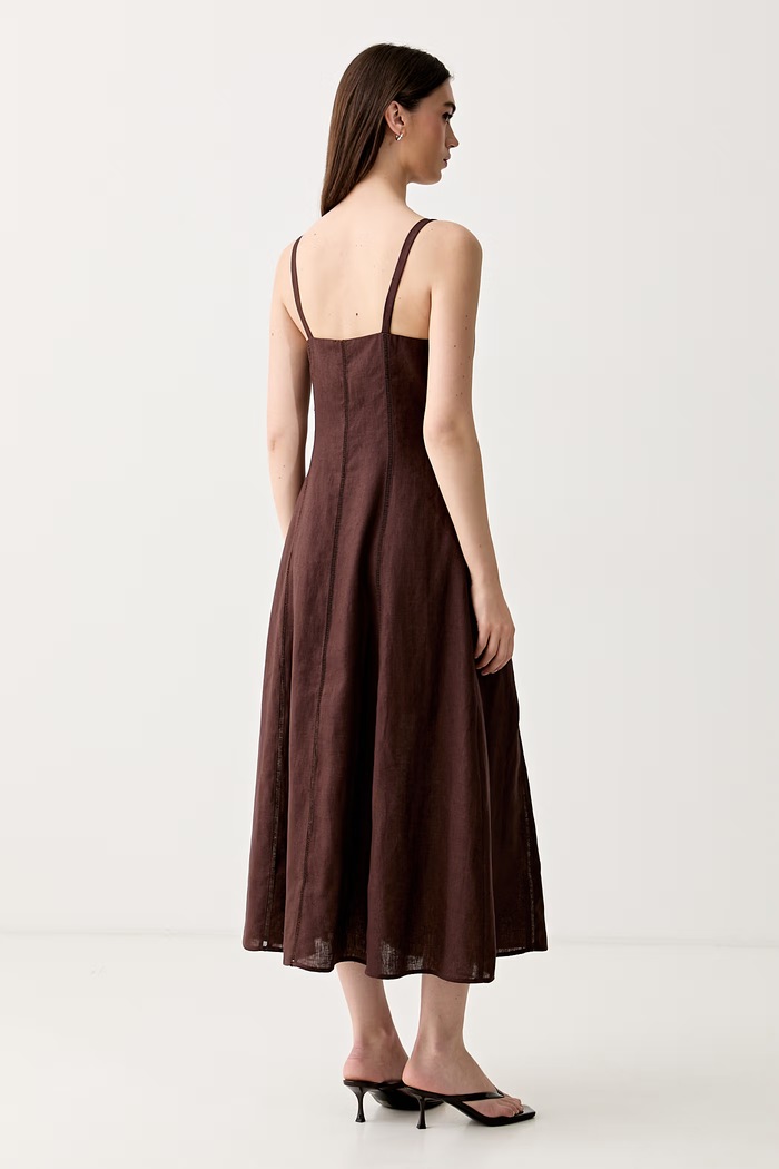 Îmbrăcăminte Hoss Intropia rochie de vară din in 8223375 maro