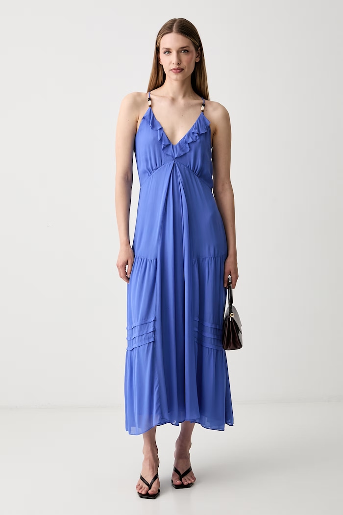 Pedro del Hierro sukienka rozkloszowana z wiskozy 3813595 niebieski SS26