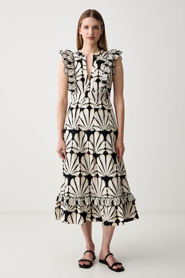 Pedro del Hierro sukienka rozkloszowana bawełniana czarny 3813593