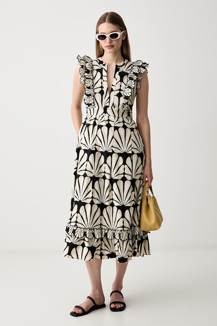 Pedro del Hierro sukienka rozkloszowana bawełniana 3813593 czarny SS26