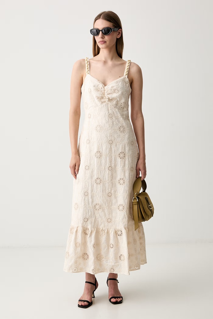 Pedro del Hierro sukienka bawełniana 3813585 beżowy SS26