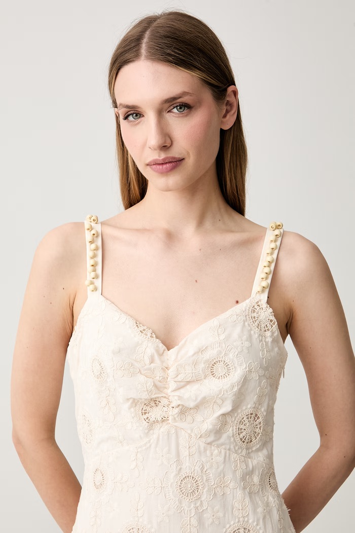 Pedro del Hierro sukienka bawełniana beżowy 3813585