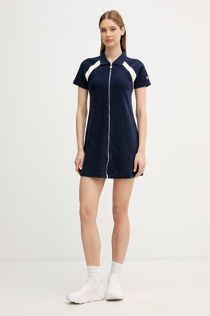 Fila sukienka bawełniana BELFIORE FAW1286 granatowy SS26