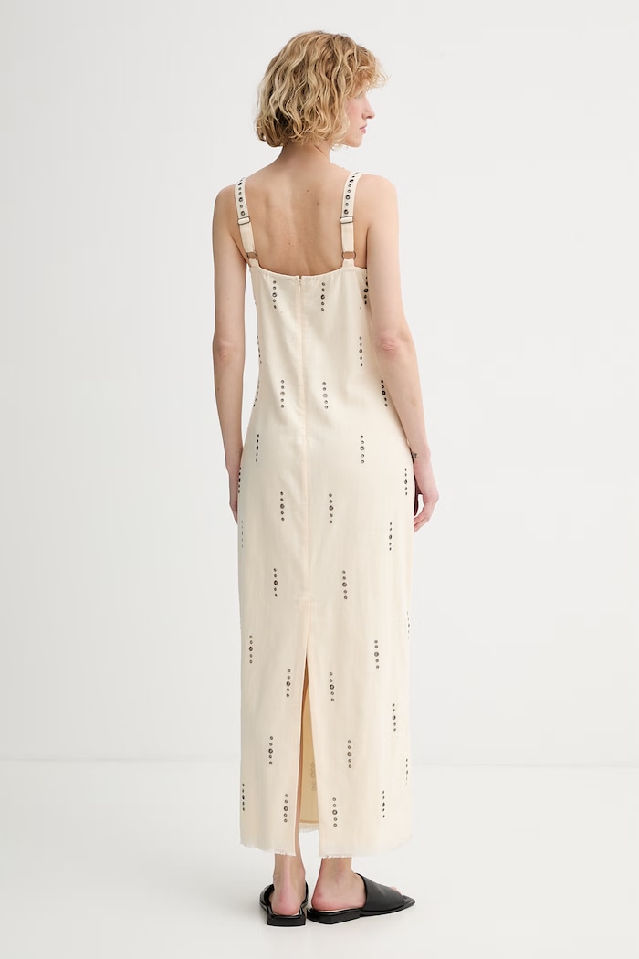 Oblečenie rag & bone šaty s ľanom Aubrey RA6526S3MSW béžová