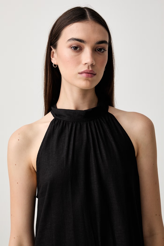 ViCOLO sukienka halter z lnem czarny TAB2278