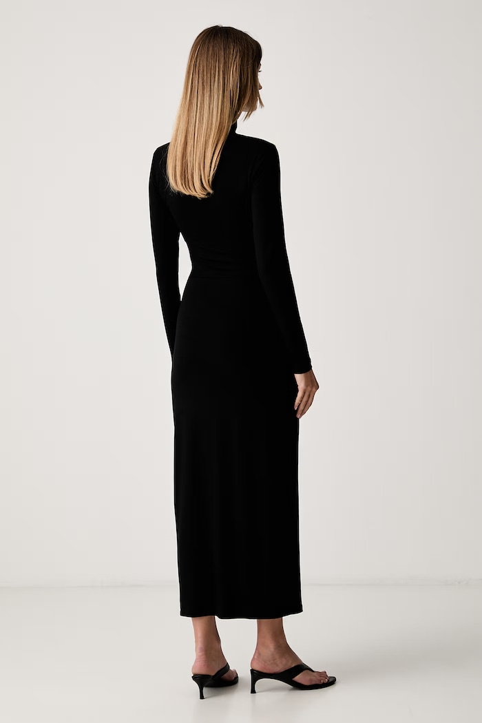 Oblečení Le Privé bodycon šaty s viskózou SAPHIRA NOIR LP00669 černá