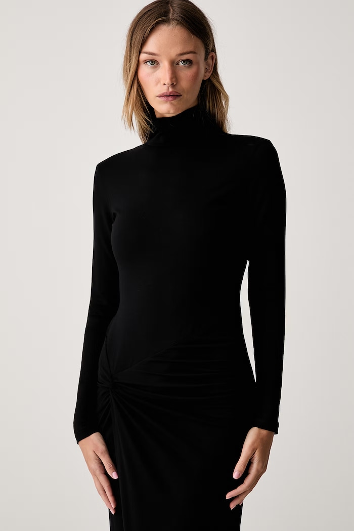 Le Privé bodycon šaty s viskózou SAPHIRA NOIR černá LP00669