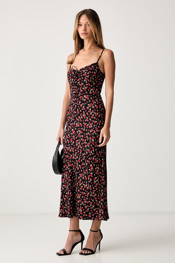Le Privé sukienka letnia z wiskozy NELIA FLEUR LP00760 czarny SS26