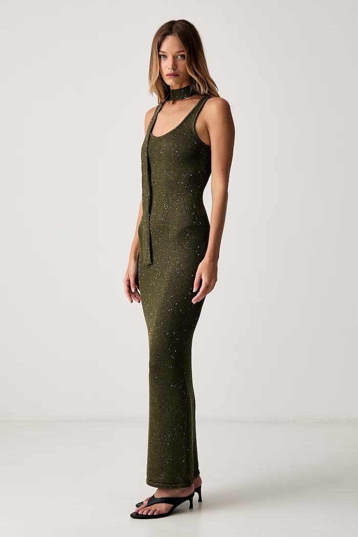 Le Privé letné šaty s bavlnou CELESTINE OLIVE LP00734 zelená SS26