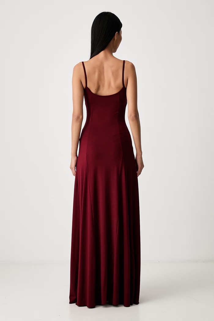 Odzież Le Privé sukienka z lyocellu MEL BORDEAUX LP00791 bordowy