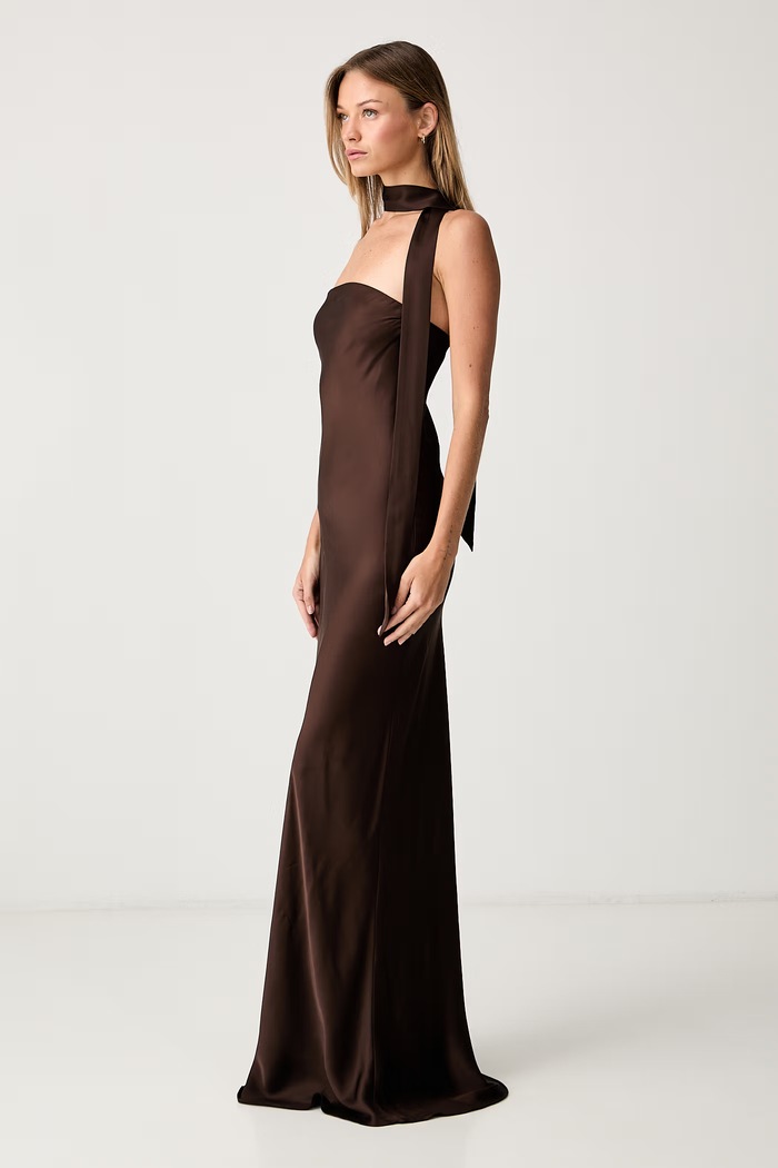Le Privé sukienka bieliźniana z wiskozy AURELIE MARRON LP00773 brązowy SS26