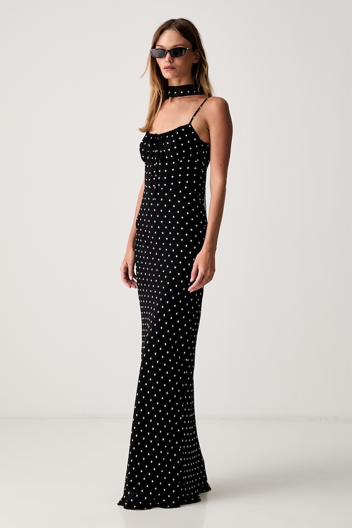 Le Privé sukienka z wiskozy ROSELINE CHIFFON DOTS LP00762 czarny SS26