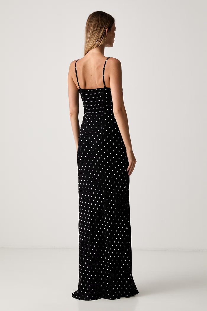 Odzież Le Privé sukienka z wiskozy ROSELINE CHIFFON DOTS LP00762 czarny