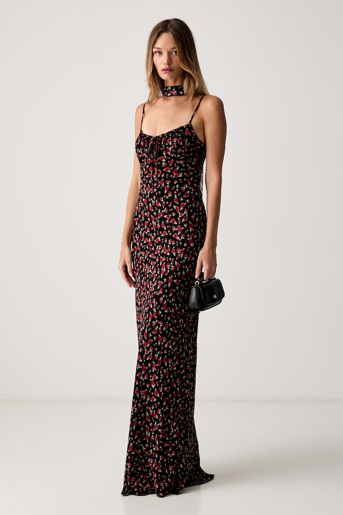 Le Privé šaty z viskózy ROSELINE CHIFFON FLEUR LP00761 čierna SS26