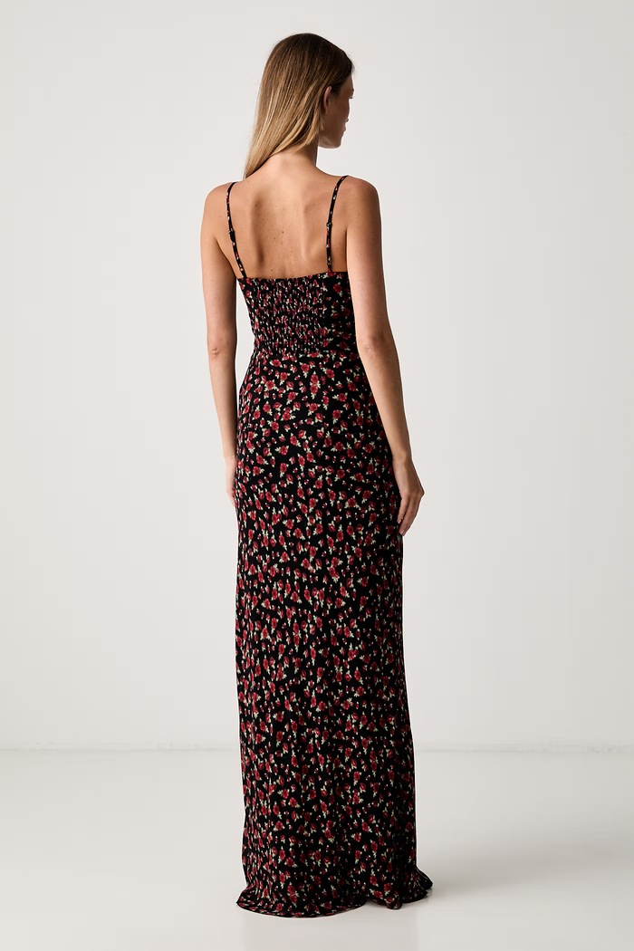 Odzież Le Privé sukienka z wiskozy ROSELINE CHIFFON FLEUR LP00761 czarny