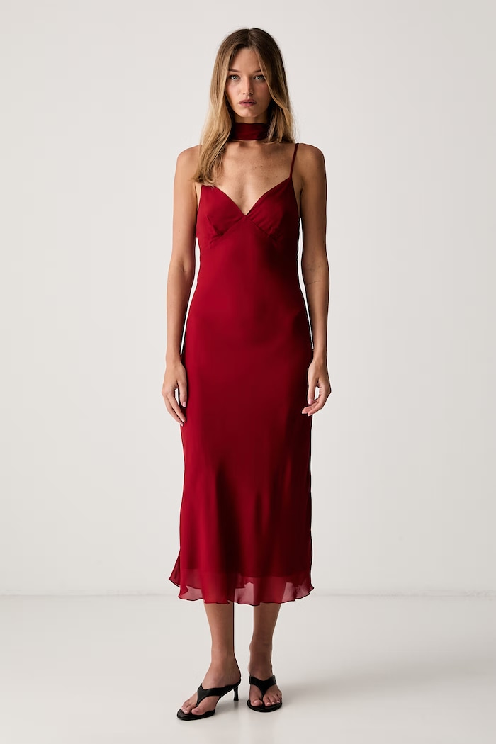 Le Privé vestito in viscosa FELICE CHIFFON ROUGE rosso LP00759