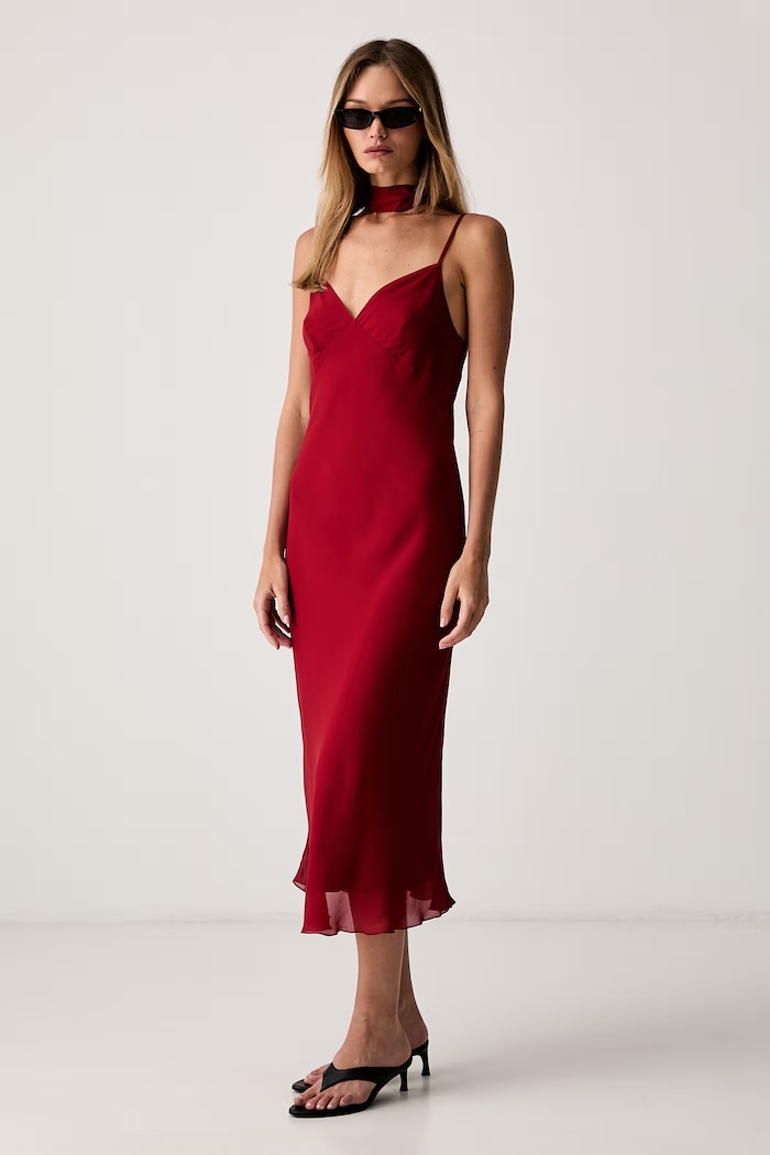 Le Privé sukienka z wiskozy FELICE CHIFFON ROUGE LP00759 czerwony SS26