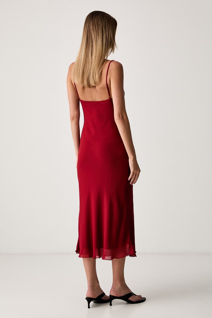 Odzież Le Privé sukienka z wiskozy FELICE CHIFFON ROUGE LP00759 czerwony