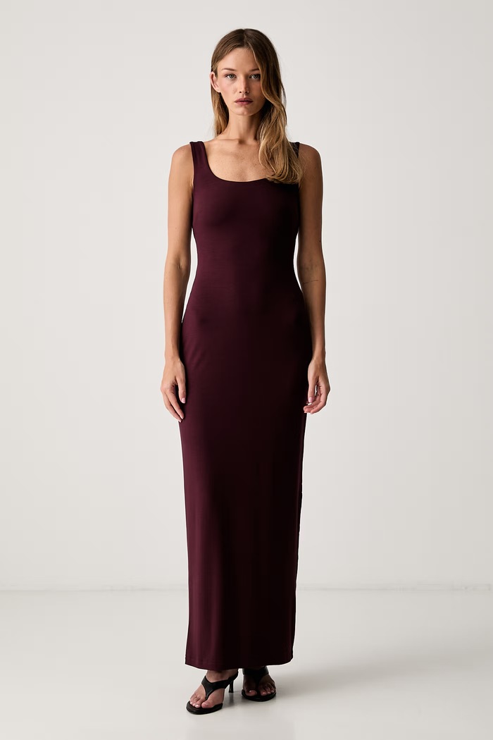 Le Privé sukienka z wiskozy LIV CHERRY bordowy LP00793