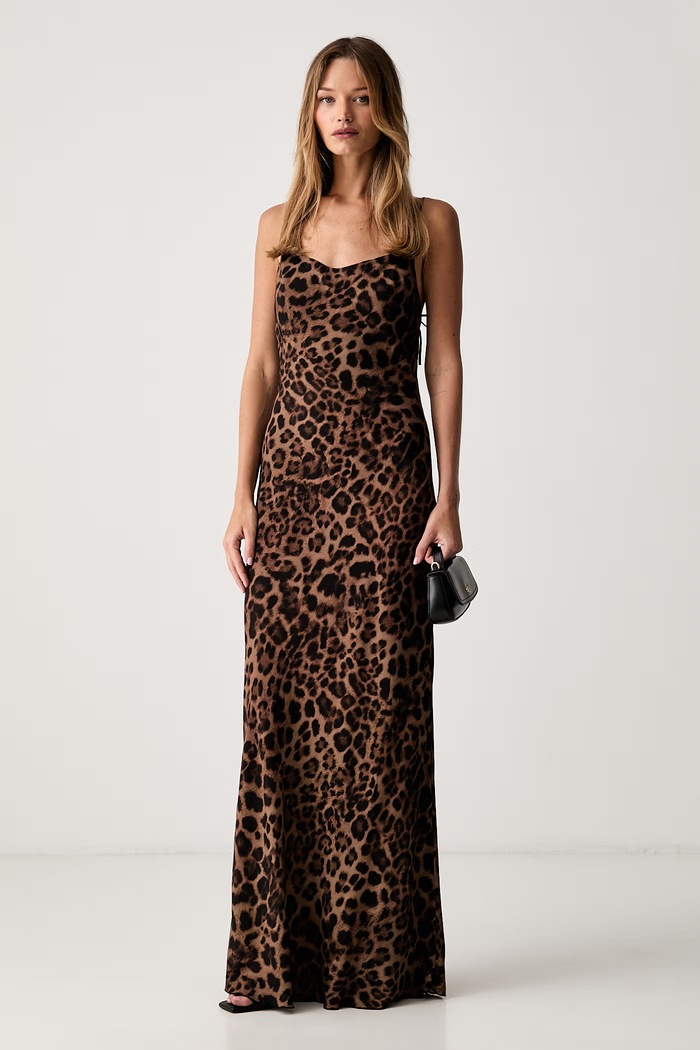 Le Privé sukienka bieliźniana z wiskozy LISE LEOPARD LP00789 brązowy SS26
