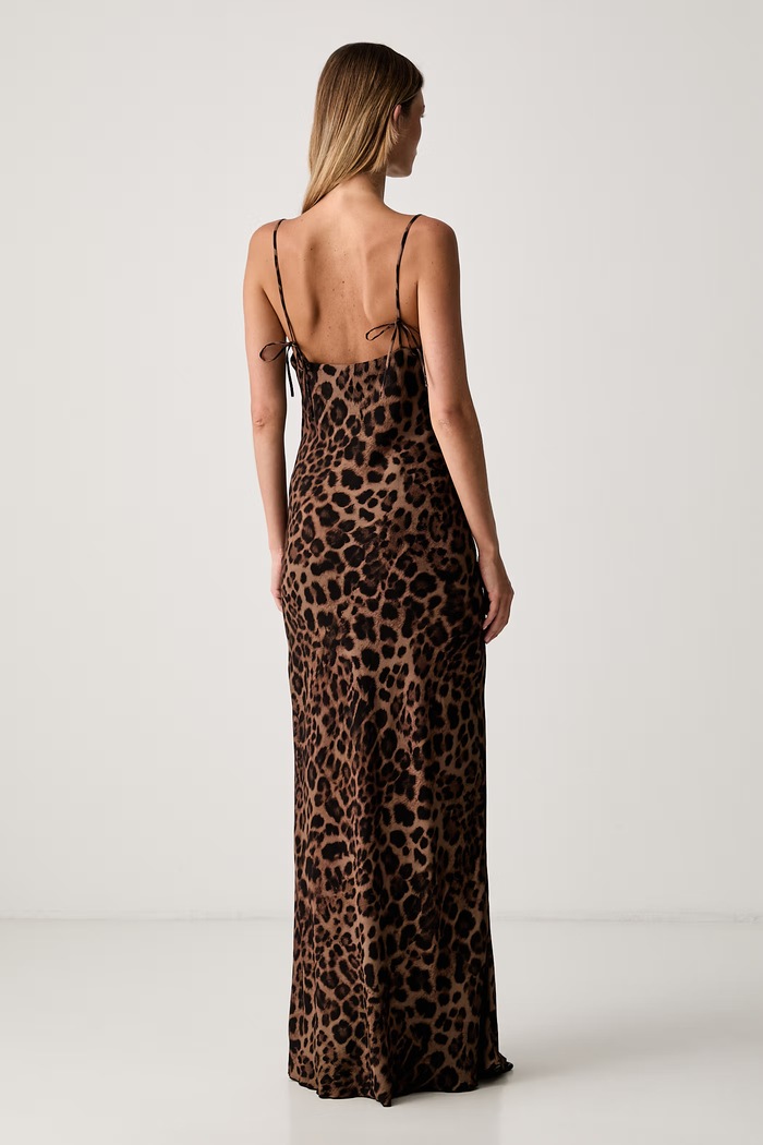 Odzież Le Privé sukienka bieliźniana z wiskozy LISE LEOPARD LP00789 brązowy