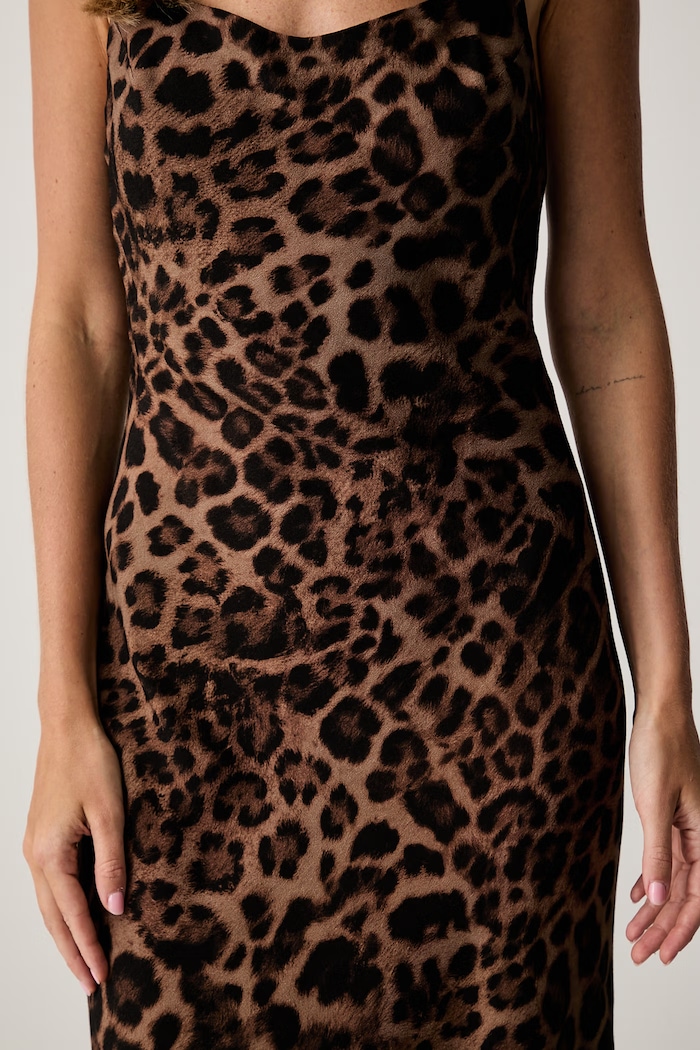 Le Privé šaty ve stylu spodničky z viskózy LISE LEOPARD LP00789 hnědá