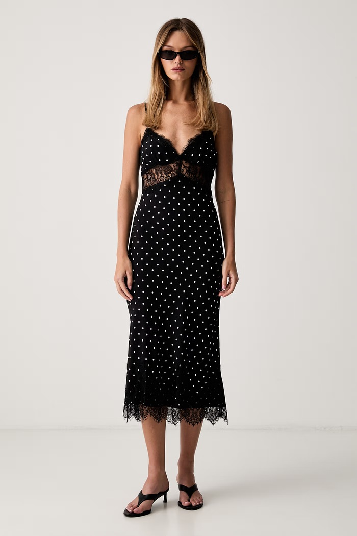 Le Privé sukienka z wiskozy MARCELE DOTS LP00777 czarny SS26