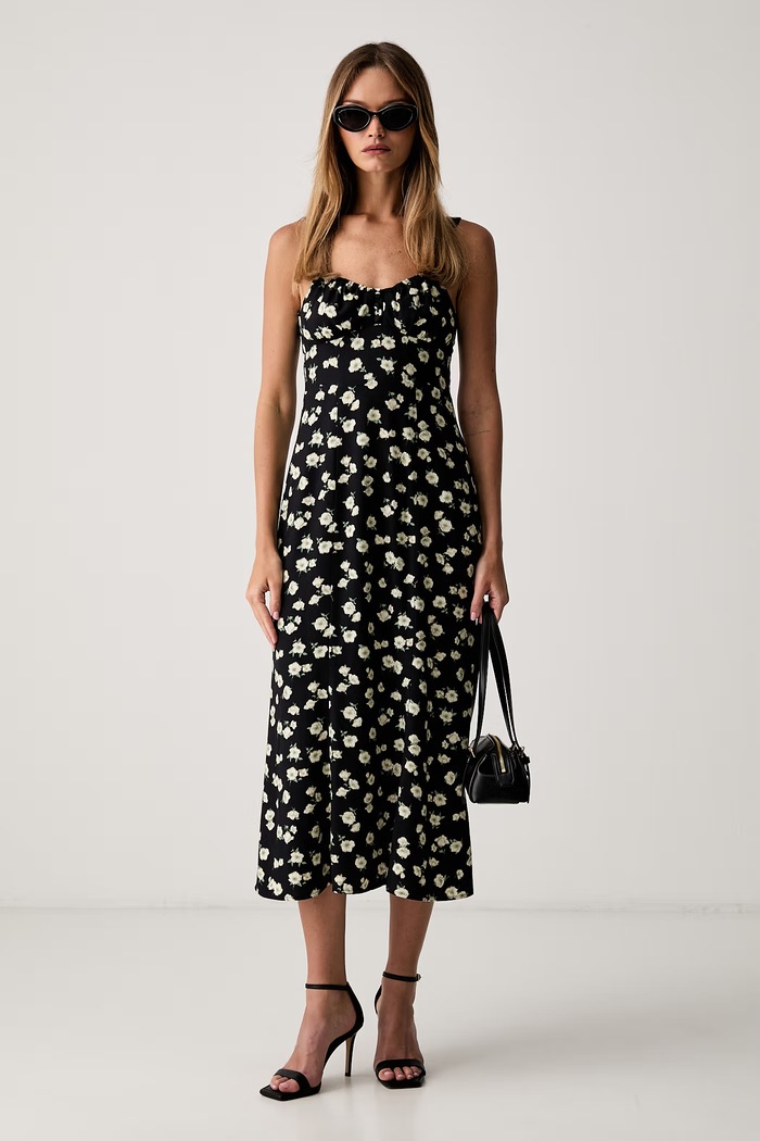 Le Privé sukienka letnia z wiskozy SAMANTHA FLEUR NOIR LP00776 czarny SS26