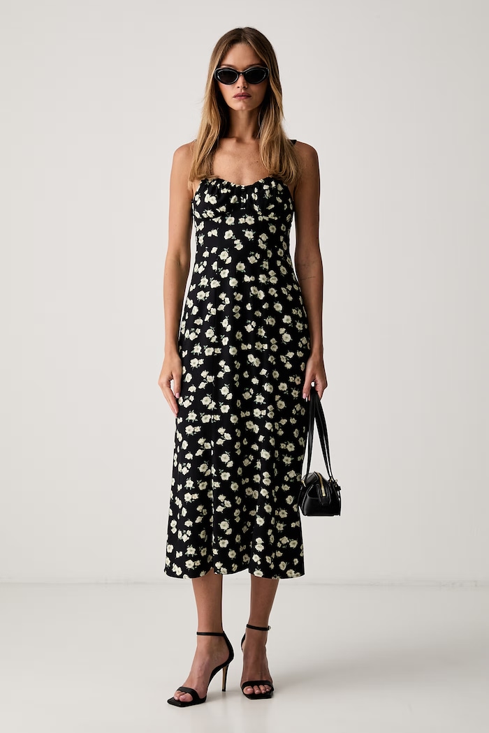 Le Privé sukienka letnia z wiskozy SAMANTHA FLEUR NOIR LP00776 czarny SS26