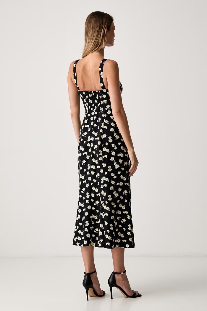 Odzież Le Privé sukienka letnia z wiskozy SAMANTHA FLEUR NOIR LP00776 czarny