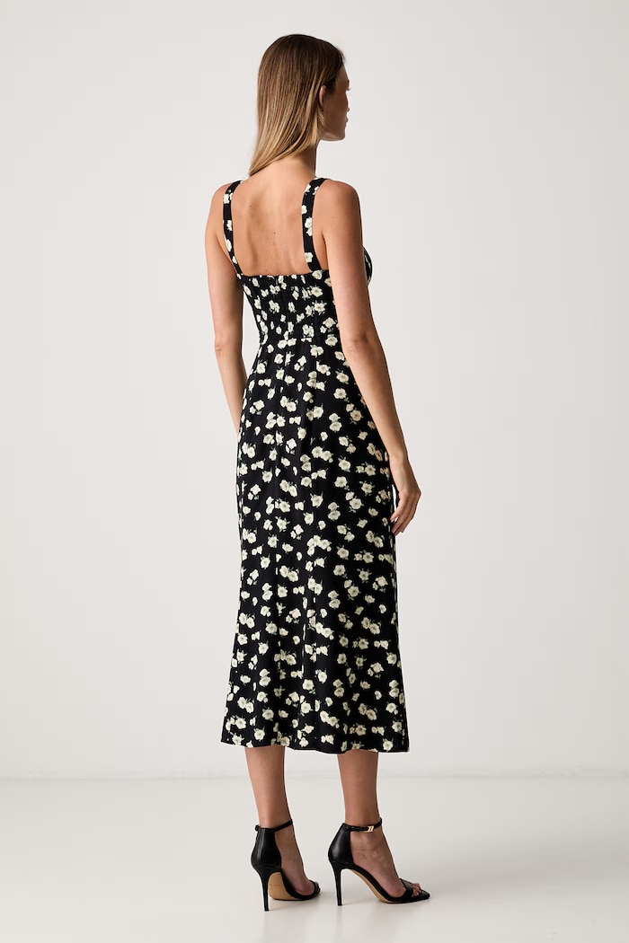 Oblečenie Le Privé letné šaty z viskózy SAMANTHA FLEUR NOIR LP00776 čierna