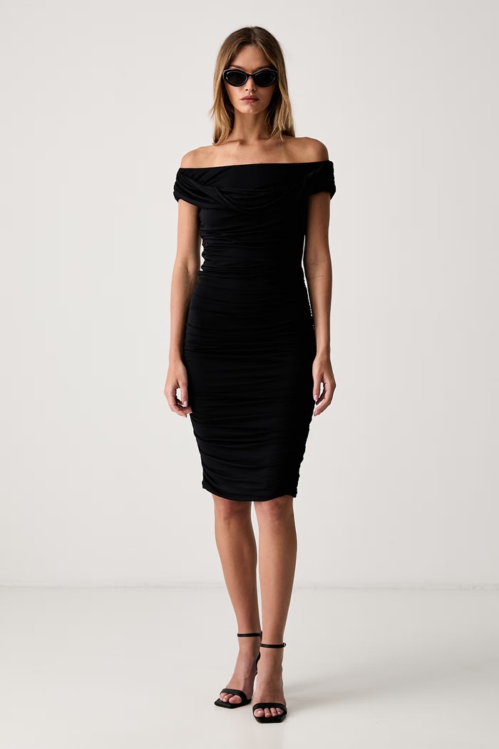 Le Privé sukienka drapowana z modalu MARIELLE NOIR LP00774 czarny SS26