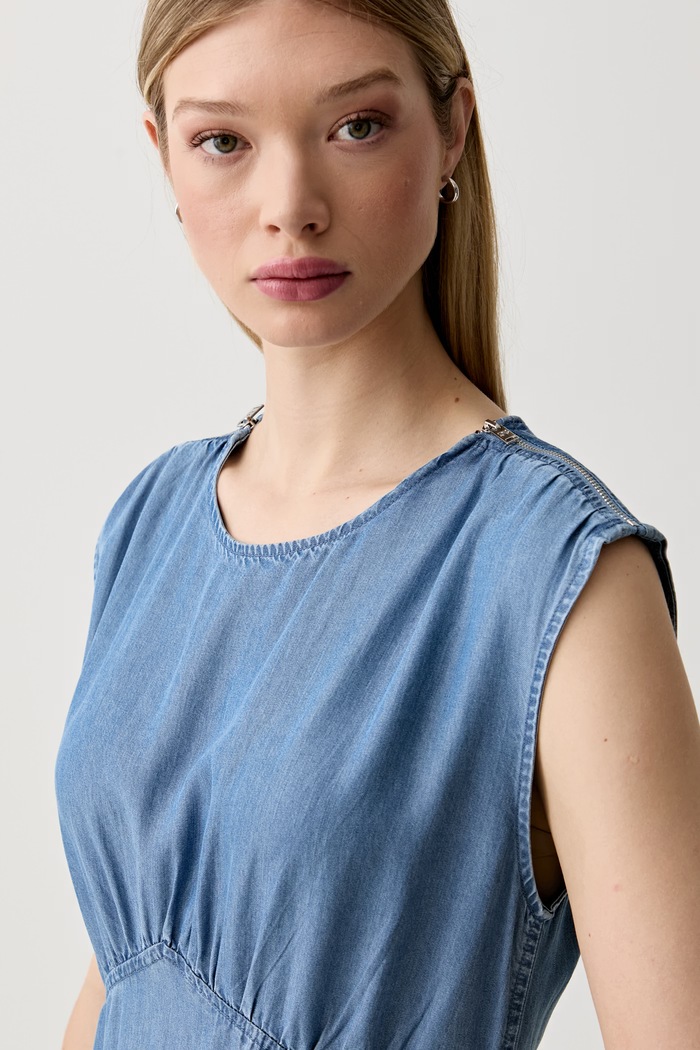 DKNY sukienka letnia z lyocellu niebieski P54BZDDB