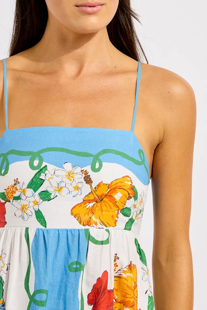 Seafolly sukienka letnia z lnem Maxi niebieski 55673.DR