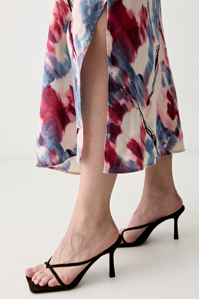 DKNY sukienka letnia lniana P5KBZZ70 beżowy