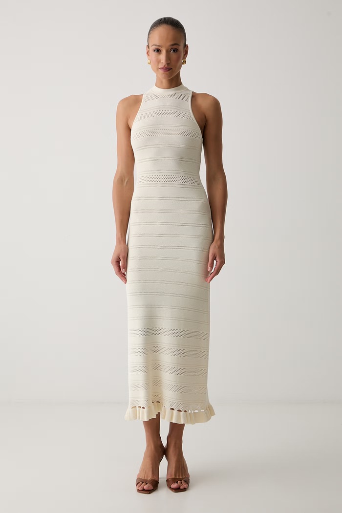Twinset φόρεμα με βισκόζη μπεζ 261TQ3010