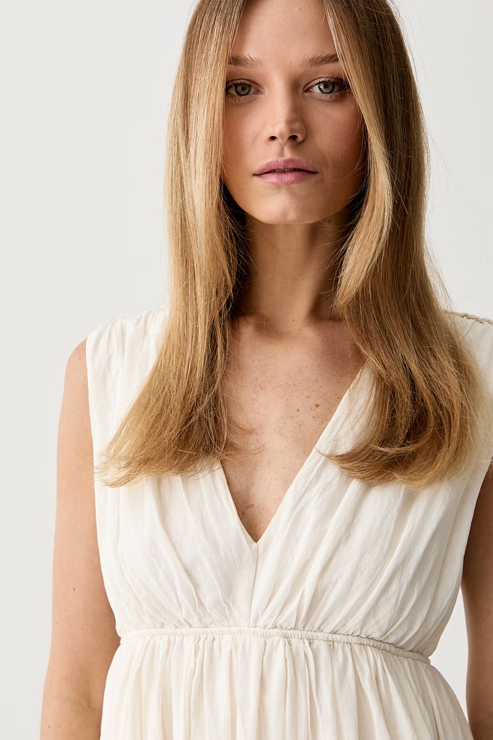 ViCOLO vestito svasato in cotone beige TAB0673