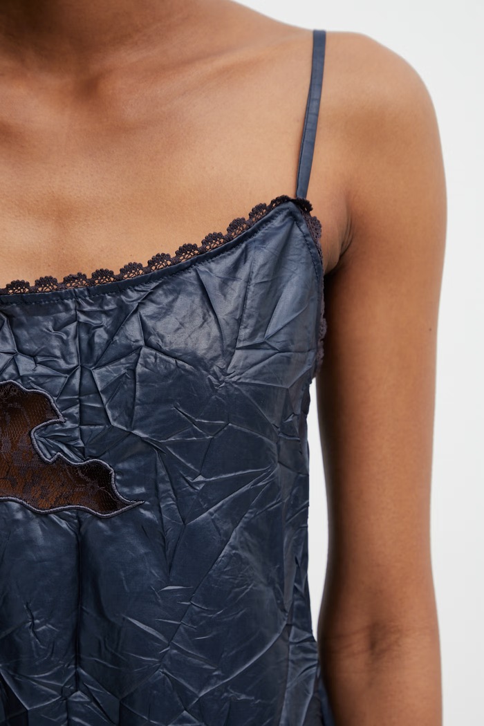 Andersson Bell Embroidery Lace šaty ve stylu spodničky s krajkovými vsadkami námořnická modř atb1520w