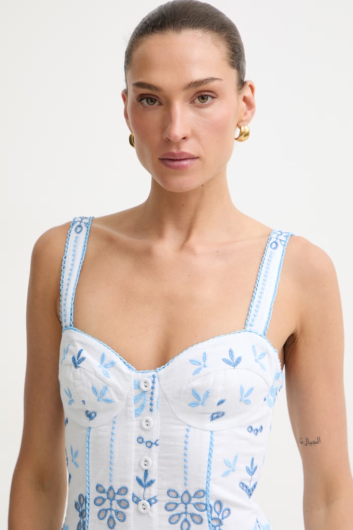 Charo Ruiz Ibiza rochie cu bumbac Niva 264601 alb