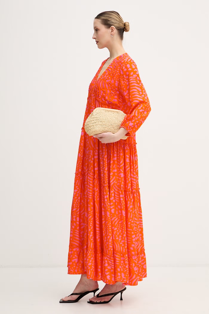 Lola Casademunt letné šaty z viskózy LS2616079 oranžová SS26