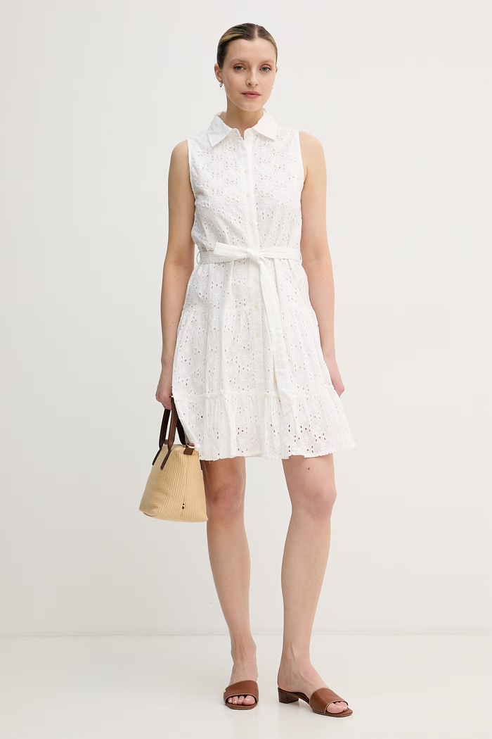 Lola Casademunt košeľové šaty bavlnené LS2616037 béžová SS26