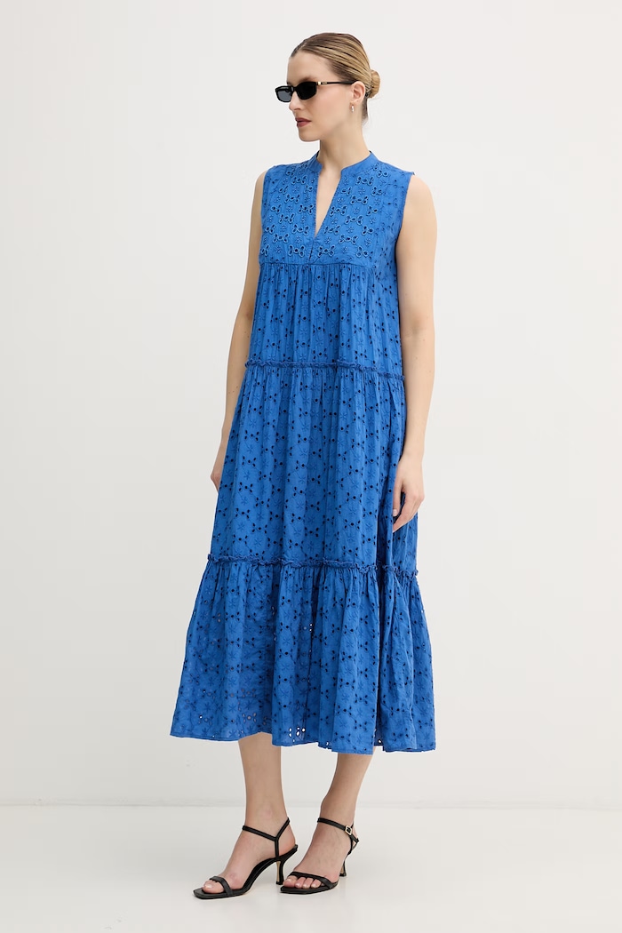Lola Casademunt letné šaty bavlnené LS2616017 modrá SS26