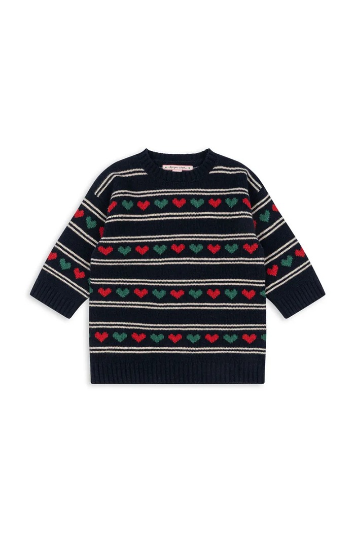 Konges Sløjd sukienka dziecięca z dodatkiem wełny BELOU KNIT DRESS KS104227.PreSpring granatowy SS26