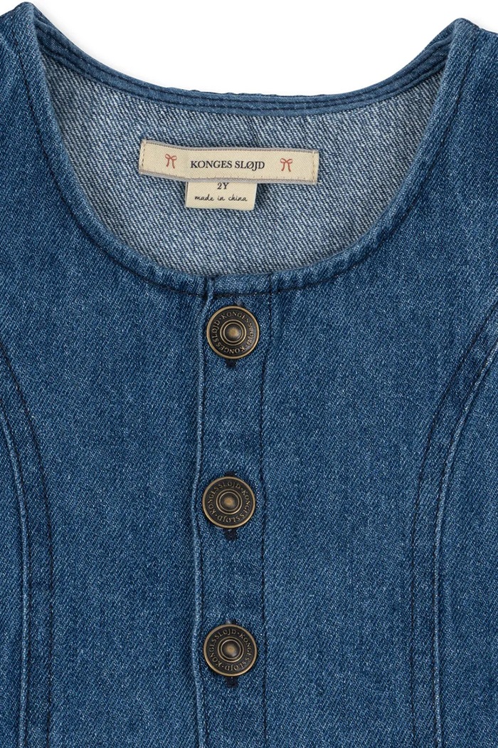Dziewczynka Konges Sløjd sukienka jeansowa dziecięca ELBA DRESS GOTS KS104392.PreSpring niebieski