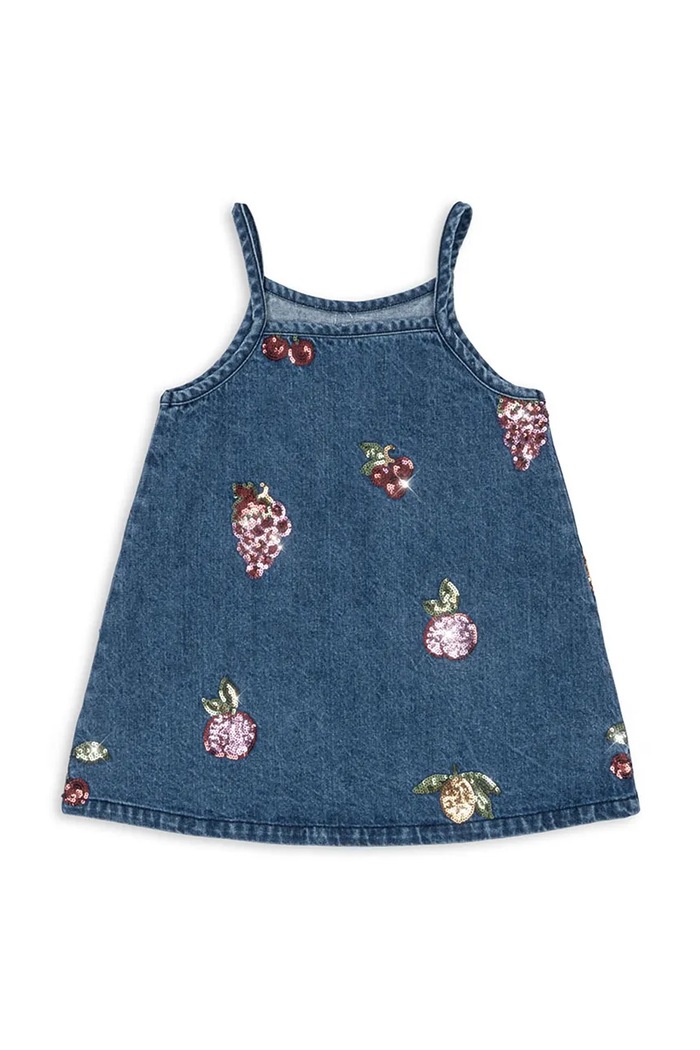 Dziewczynka Konges Sløjd sukienka bawełniana dziecięca MAGOT SEQUIN STRAP DRESS GOTS KS104366.PreSpring niebieski