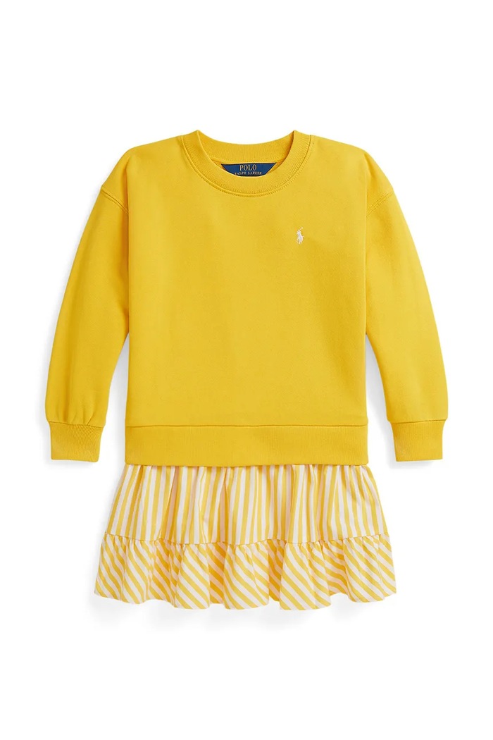 Polo Ralph Lauren sukienka bawełniana dziecięca wzorzyste żółty 312A96138002