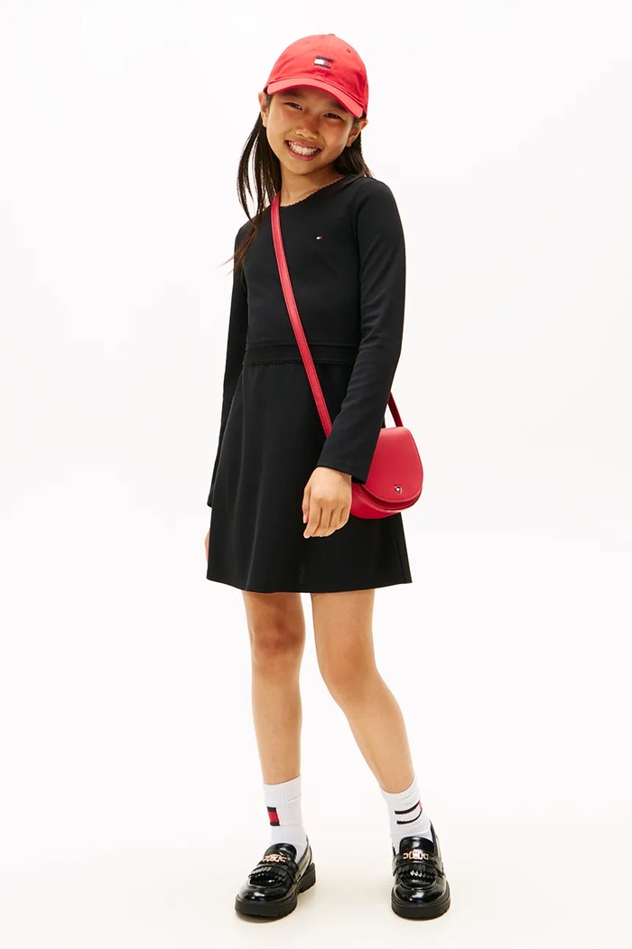 Παιδικό φόρεμα Tommy Hilfiger με ελαστάν μαύρο KG0KG08934.104.122.PPY2