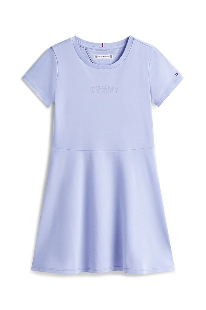 Παιδικό βαμβακερό φόρεμα Tommy Hilfiger KG0KG09284.104.122.PPY2 μωβ SS26