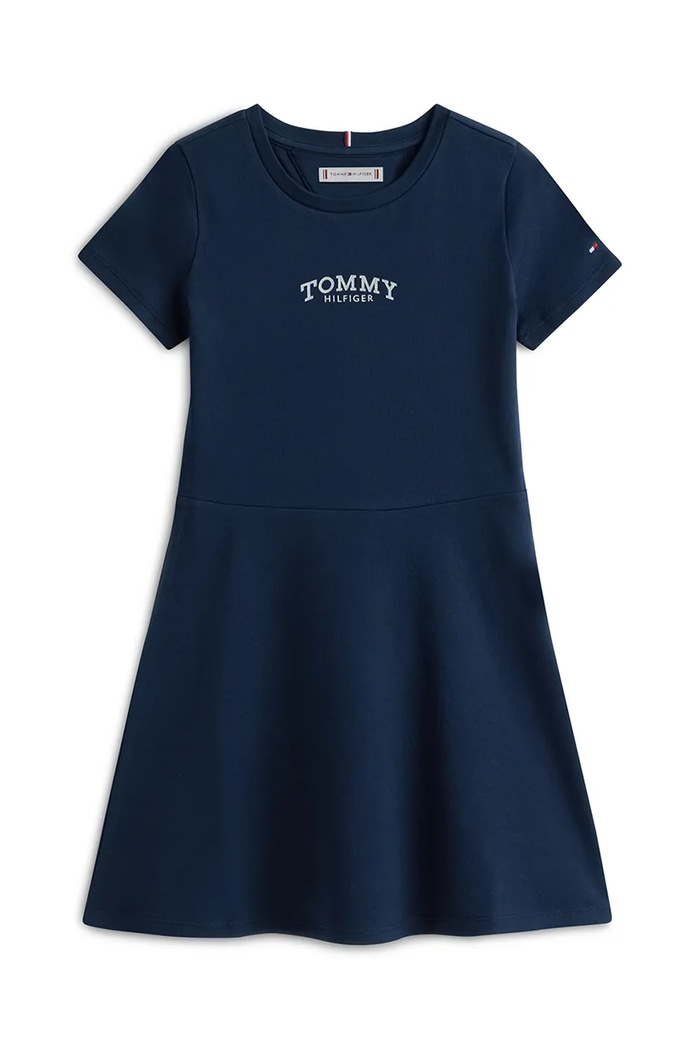 Παιδικό βαμβακερό φόρεμα Tommy Hilfiger KG0KG09284.104.122.PPY2 σκούρο μπλε SS26