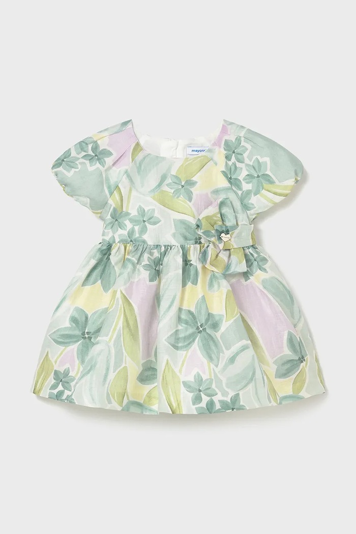Dětské lněné šaty Mayoral mini zelená 1909.4B.Baby.PPY2